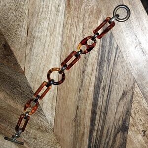 Vintage Lucite Tortoiseshell Link Bracelet with Toggle Clasp